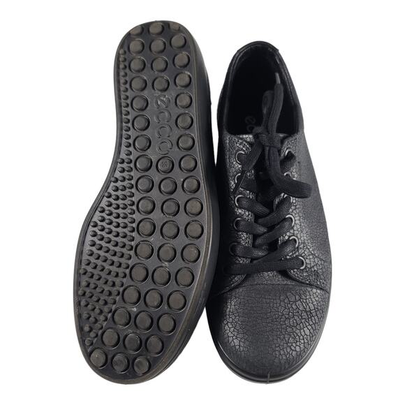 ECCO Black Leather Reptile Texture Soft 7 Sneakers Shoes MINT Size 38 US 7 - Picture 4 of 5